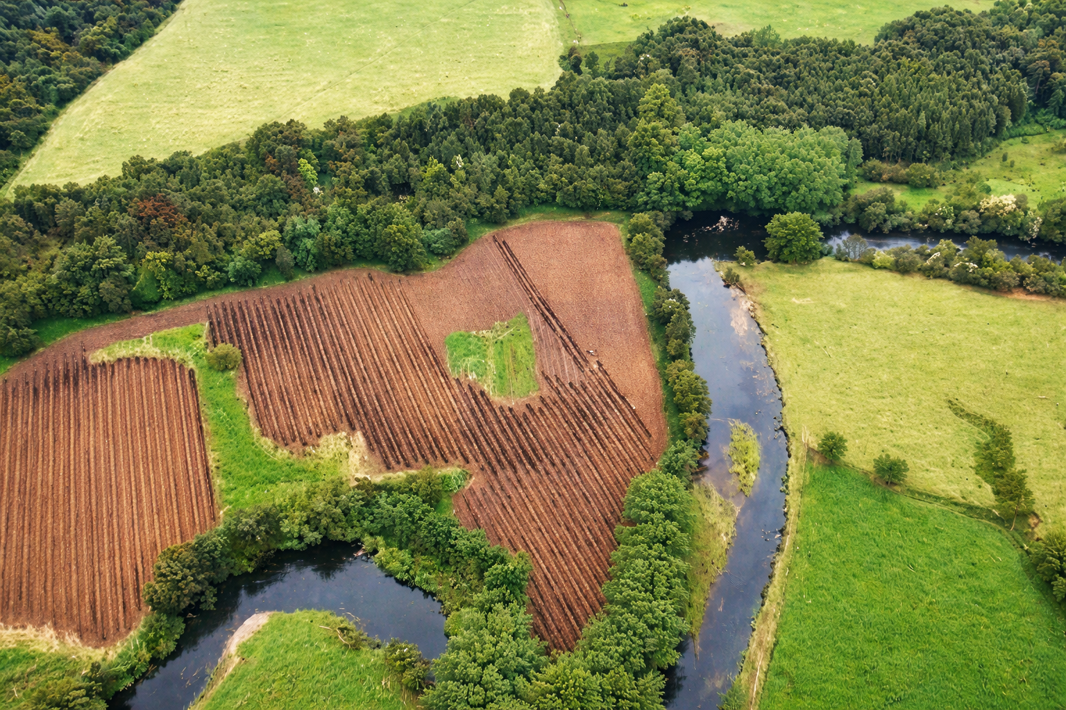 Drone shot of family farm near Patagonia